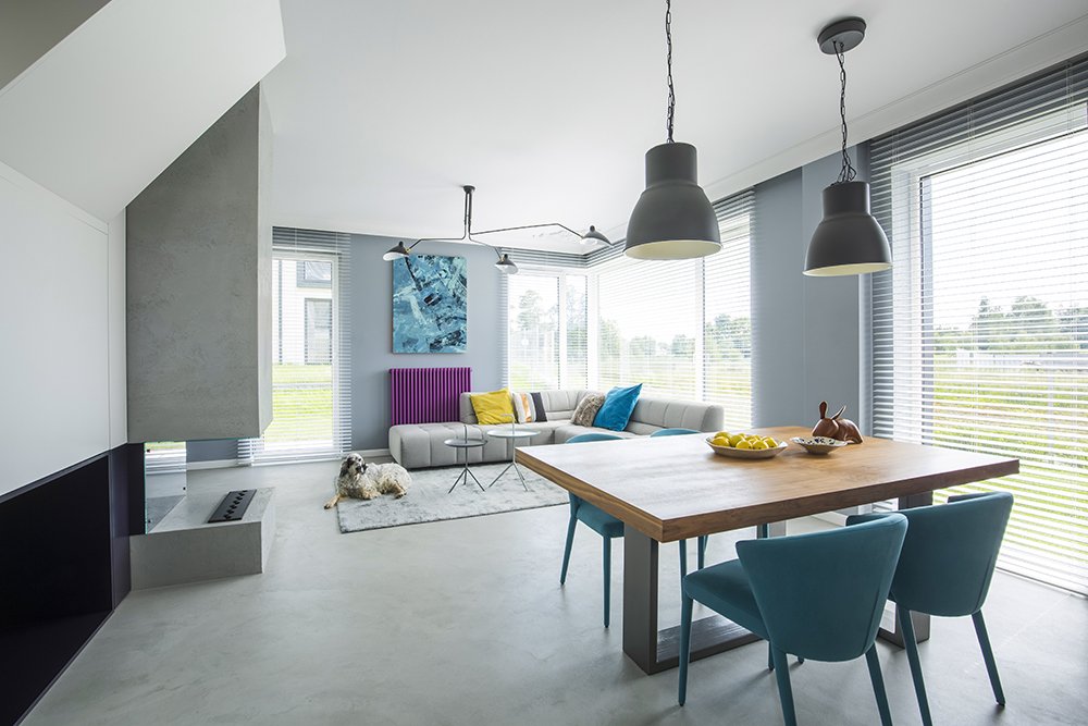 modern open dining room