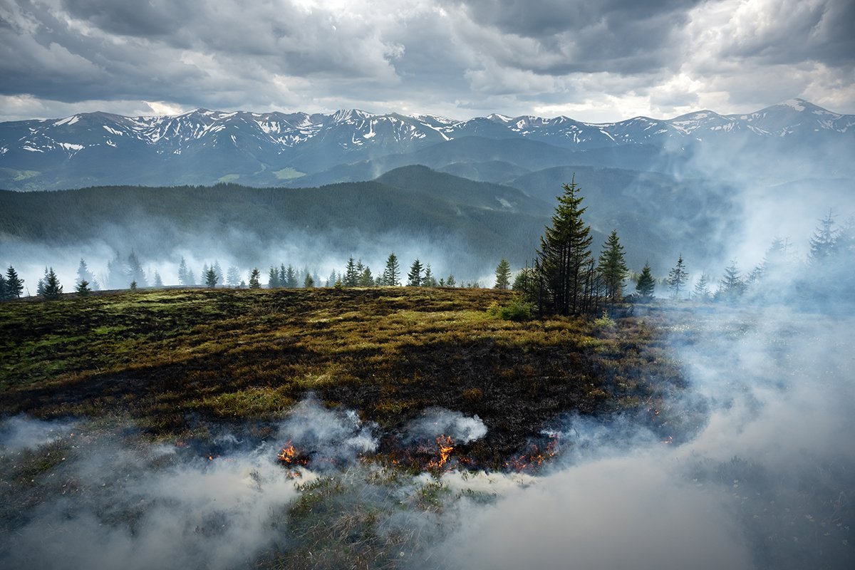wildfires burning in mountains